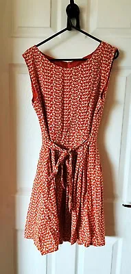 Vintage 50s Full Skirt  Cotton Dress Orange Cat Design Size 10 • £7