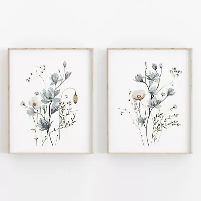 Set Of 2 Wild Magnolia Watercolor Wall Art Print. Great Hampton Style • $103.05