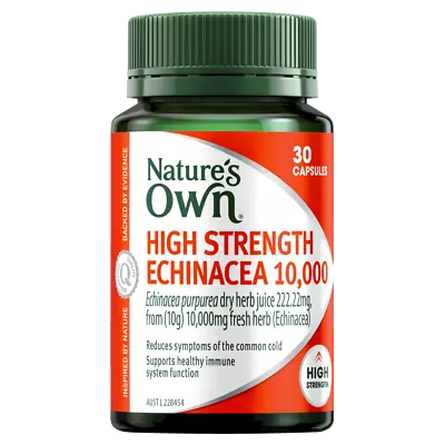 Nature's Own High Strength Echinacea 10000mg 30 Capsules Immune Health Natures • $12.63