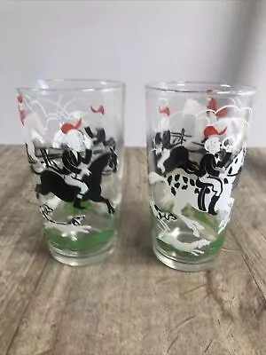 Vintage English Fox Hunt Libbey Glass Tumbler 1950s Barware Hound Kitschy Lot D4 • $38