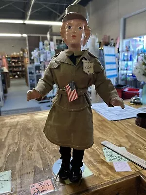 Wonderful 15  Freundlich Novelty 1942 Compo. US Military WAAC Soldier Doll   • $200