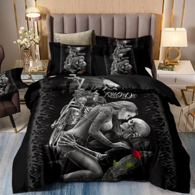 £20.99 • Buy 3D Gothic Skull Duvet Cover Pillowcase Lover Bedding Set Single Double King Size