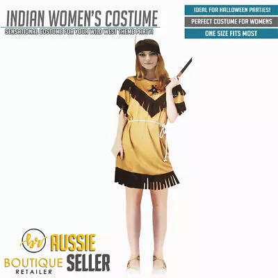 INDIAN WOMAN COSTUME Fancy Dress Native American Beauty Wild West Western Party • $24.95