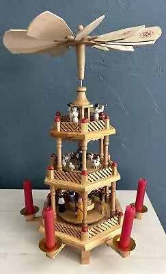 Vintage Lillian Vernon Christmas 3 Tier Wooden Nativity Candle Carousel Windmill • $89.99