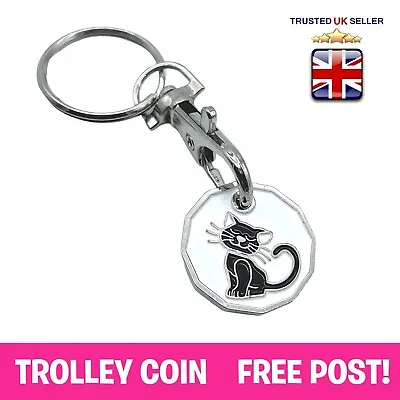 £1.79 • Buy Black Cat Kitten Shop Trolley UK £1 Pound Coin Token Locker Fob Keyring Keychain