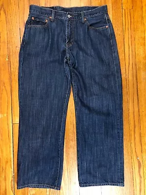 Lucky Brand Chuck Straight Leg Flap Pocket Dark Mens Jeans Tag 34 (Meas 33 X 27) • $15