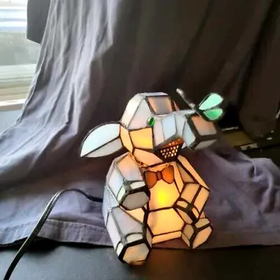 Elephant Butterfly Table Lamp Light Tiffany Style Stained Glass Vintage READ • $79.99