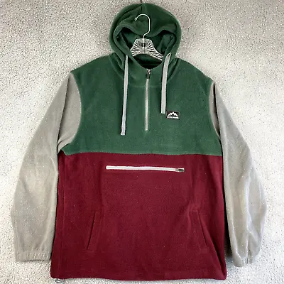 Massive Outdoors Fleece Hoodie Mens XL Green Red Colorblock 1/4 Zip Pockets EUC • $21.24
