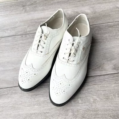 Vintage Mizuno White Leather Golf Shoes Size 9M • $36.43