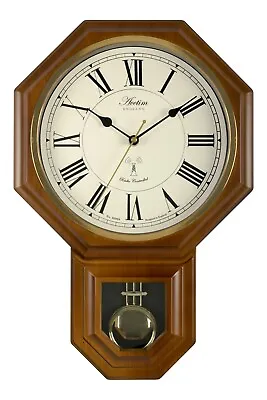 Acctim Yarnton Pendulum Wall Clock Radio Controlled Quartz Dark Wood Effect • £49.95