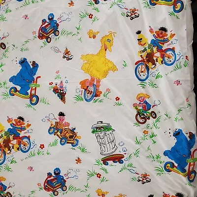 Sesame Street Vintage Soap Box Derby Sheet Flat TWIN Size JC Penny 79x66 Full • $25