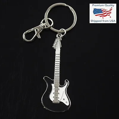 Black Guitar & Clip Keychain Love Music Musician Gift • $7.29