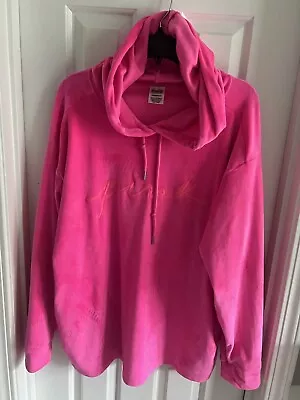 Victoria’s Secret 2 Piece Sweatsuit Pink Oversized Velour Hoodie & Pant XL • $49.99