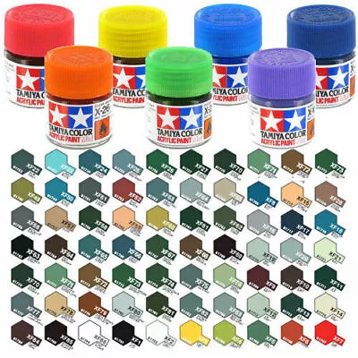 10ml TAMIYA ACRYLIC PAINTS FLAT/MATT COLOURS XF-1 To XF-93 & THINNER • £2.69