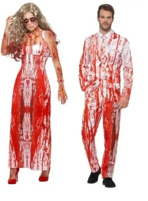 £51.99 • Buy Zombie Bride And Groom Halloween Costume Ladies Mens Couples Fancy Dress New
