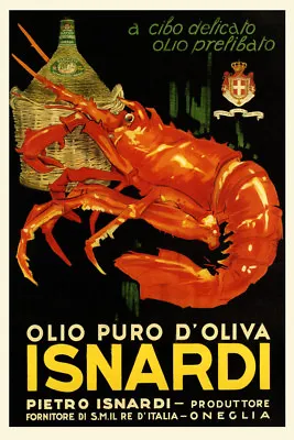 Food Olive Oil Lobster Isnardi Italy Kitchen Vintage Poster Repo FREE SH In USA • $17.90