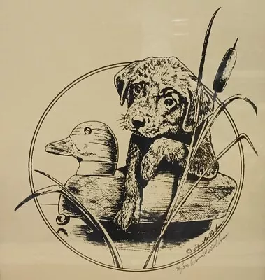 Early David Bollman Art Print Hunting Dog Puppy Duck Decoy Michigan Sign Number • $148.50