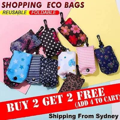 Grocery Storage Handbag Foldable Key Chain Tote Pouch Reusable Shopping Bag AU   • $4.88