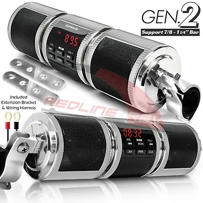 Waterproof Bluetooth Motorcycle Stereo Speakers Audio System USB AUX SD FM Radio • $43.99