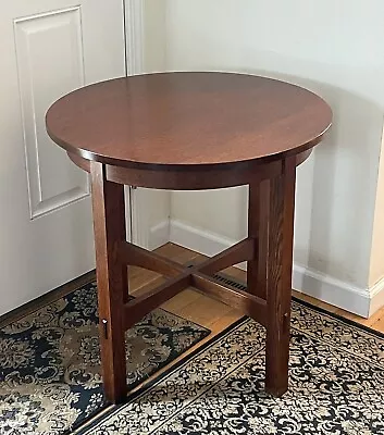 Stickley Mission Oak Round Lamp Table Arts & Crafts 26 W 26 H Finish 32 • $995