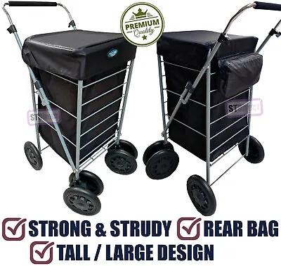 £69.97 • Buy Deluxe Strong & Strudy Tall / Large 6 Wheel Shopping Trolley With Rear Bag