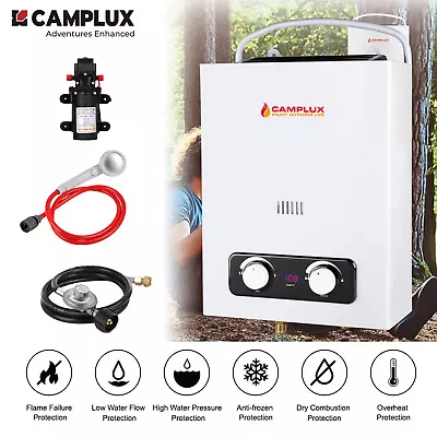 Camplux Mini Portable Gas Water Heater 1.5 GPM Tankless Outdoor Shower Kit &Pump • $99.99