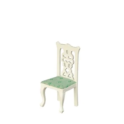 Dining Chair With Green Seat White Queen Ann Dolls House Miniature 1:12th Scale  • £8.99