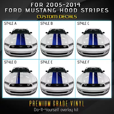 For 2005-2014 Ford Mustang Hood Rally Racing Stripes Graphic Decal Chrome Vinyl • $22.95