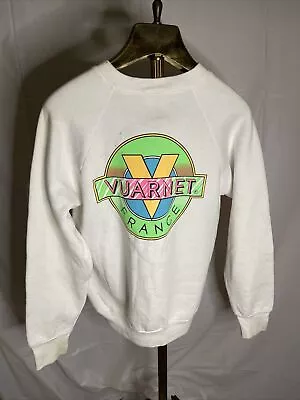 Vintage Vuarnet France Crew Neck Sweatshirt Medium 80’s 90’s Neon Circle Logo • $48