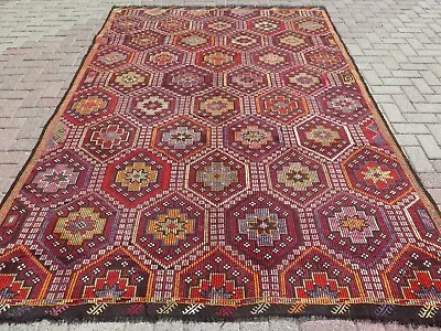 Vintage Turkish Rug Area Rug Large Kilim Floor Rug Wool Rug Carpet 76 X113  • $356.86