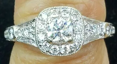 Halo Engagement Ring 2.50Ct Round Cut Moissanite 14k White Gold Finish In Size 8 • $163.90
