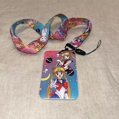 Sailor Moon Pink Serenity Lanyard ID Card Pin Holder Brooch Charm Japanese Anime • $18