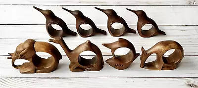 Handcarved Wooden Napkin Holders African Animals Hummingbird Mid Century MCM VTG • $10.18