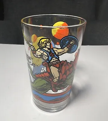 VINTAGE Mattel 1986 MASTERS OF THE UNIVERSE He Man & Battlecat Juice Glass 4¼  • $59.50