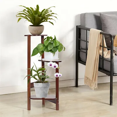 $32.94 • Buy Rustic 3 Tier Art Corner Wooden Plant Stand Ladder Flower Pot Display Rack Shelf