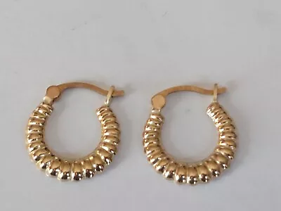 9ct Gold Hoops 16 Mm Drop Hallmarked .375 • £29