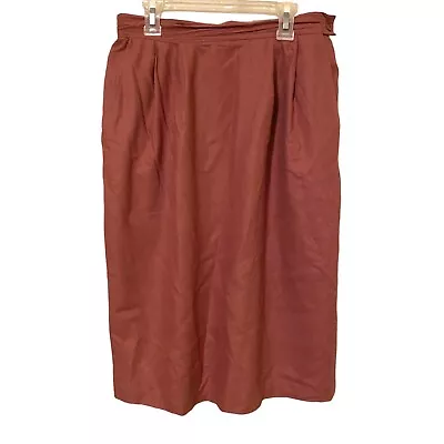 Women’s Vintage Georgiou Classic Mauve Pink Skirt 100% Silk Size 10 M • $28.99