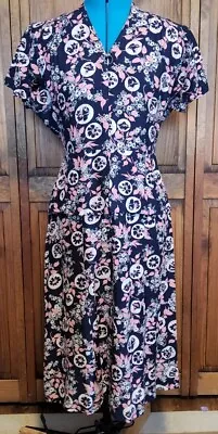 Vtg MODE O DAY Dress 1940's Dress Peplum On Front Styled In California SZ Sm/Med • $39.99