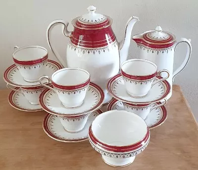 £75 • Buy Aynsley Durham Maroon Coffee Set English Bone China (15 Pieces)