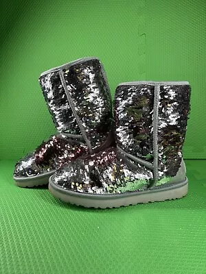 Pink Purple Silver  Sequin UGG Classic Sparkle Boots Size 9 US / 7 UK / 40 EU • $34.95