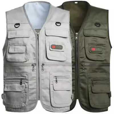 Men's Spring And Autumn Leisure Vest Mesh Multi-Pocket Vest Middle-Aged Fishing • $17.14