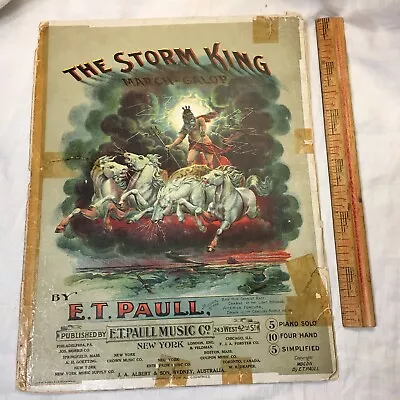 Sheet Music The Storm King March Galop 1902 E T Paull Antique Fantasy Horse • $13