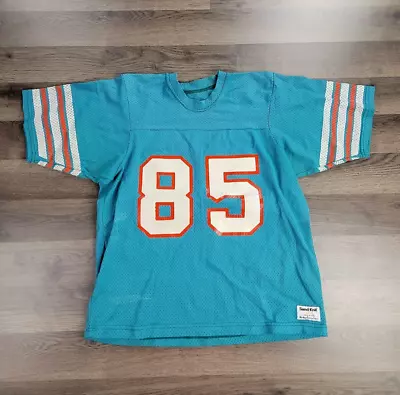 Vintage 80's Miami Dolphins Jersey Sand Knit NFL Authentic #85 USA Made Large • $39.95