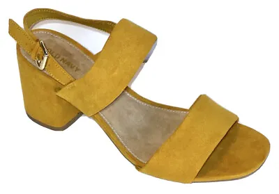 £24.22 • Buy Womens Heels Size 9 Old Navy Shoe 2 Straps Ankle Strap Mustard Color Faux Suede