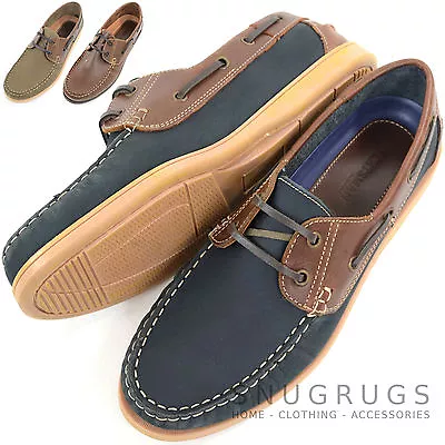 Mens Leather Casual / Formal / Holiday Slip On Boat / Deck Loafer Lace Up Shoes • £46.99