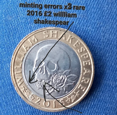 £1500 • Buy Rare 2 Pound Coin William Shakespeare 2016 Minting Error