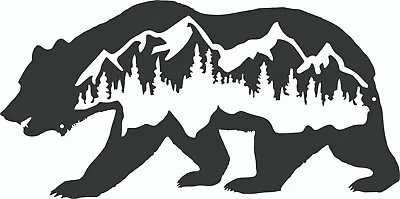 Bear With Mountain Scene Metal Wall Art Hanging Home Decor Cabin Camping Black G • $205