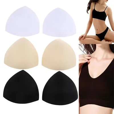 Women Foam Top Bra Pads Pair Insert Breast Enhancer Push Up Bikini Pad Swim Wear • £3.30