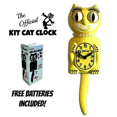 MAJESTIC YELLOW LADY KIT CAT CLOCK 15.5  Free Battery USA MADE Kit-Cat Klock • $69.99