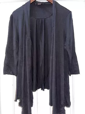 VICTOR ALFARO 3/4 Sleeve Black Stretch Open Front Cardigan ~ Size XL • $13.50